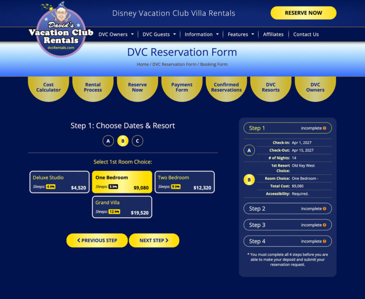 David's Vacation Club Rentals 1st Room choice