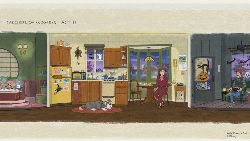 Carousel of Progress concept art 80s scene