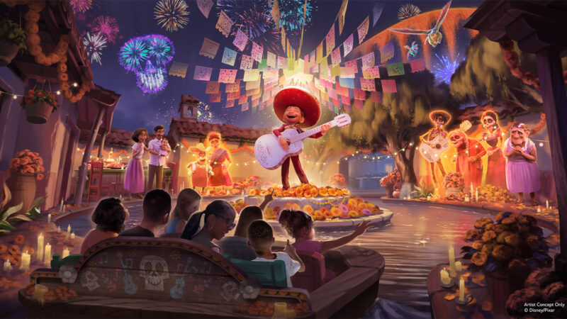 Coco Ride Disney California Adventure concept art ride scene