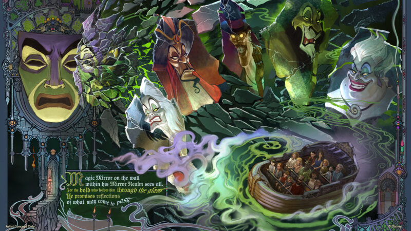 Magic Mirror ride concept art Villains Land Magic Kingdom